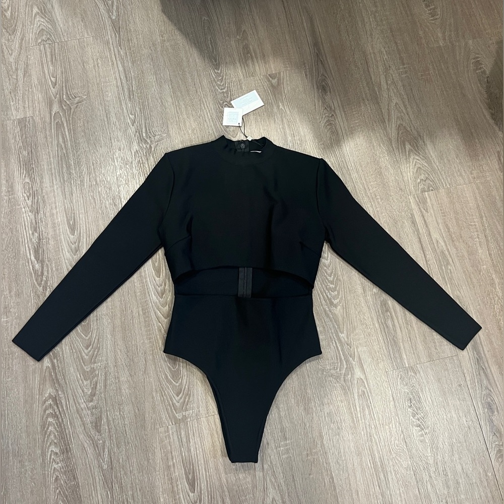 Black Long-Sleeve Mock Neck Bodysuit
